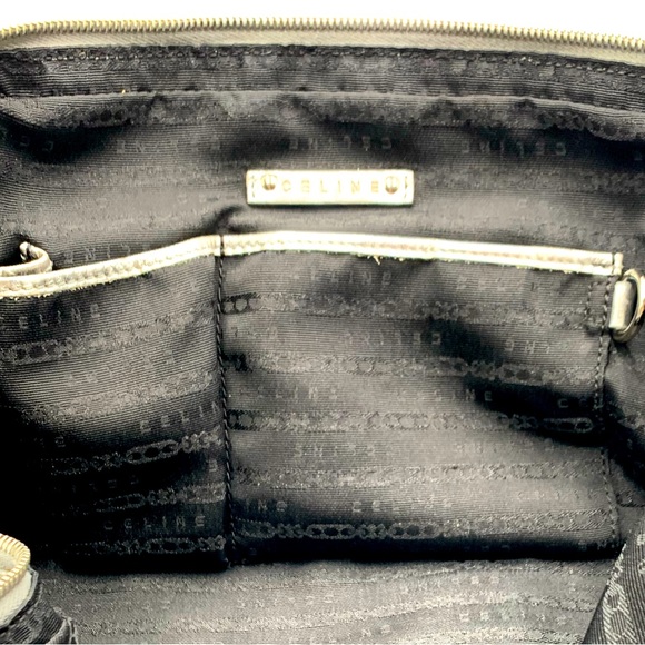 Auth Celine Silver Metallic Pebble Grain Leather Handbag - Picture 11 of 12